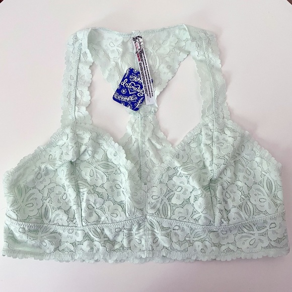 FREE PEOPLE Galloon Racerback Mint Green Lace Bralette - Picture 3 of 6